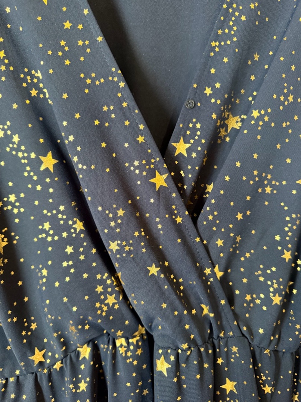 BloomChic Navy Tea Length Dress with Gold Star Print - Picture 3 of 5